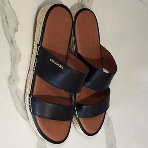 Coach black leather sandals